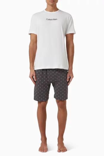 Sleep T-shirt & Shorts Set in Stretch Cotton-jersey