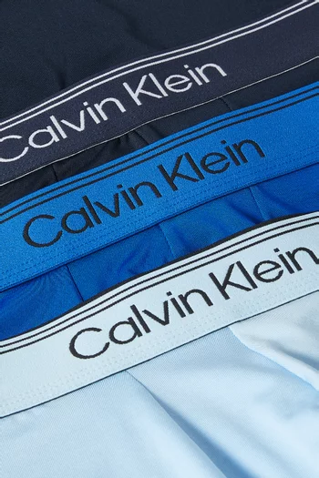 طقم بوكسر بخصر منخفض بشعار الماركة قطن مطاطي، 3 قطع