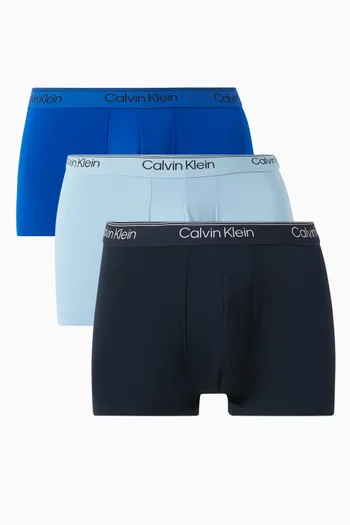 طقم بوكسر بخصر منخفض بشعار الماركة قطن مطاطي، 3 قطع