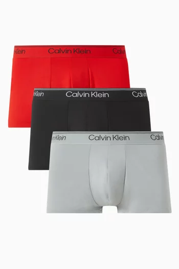 طقم بوكسر بخصر منخفض مايكروفايبر مطاطي، 3 قطع