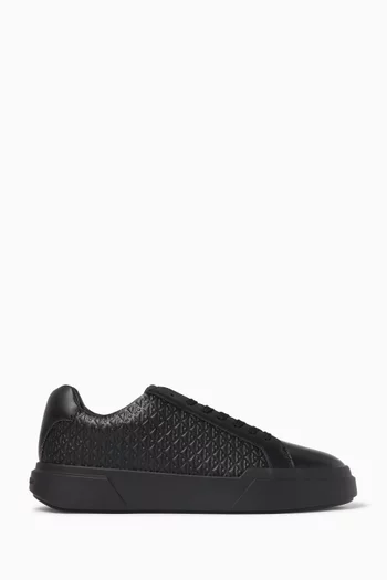 Monogram-pattern Logo Sneakers in Faux Leather