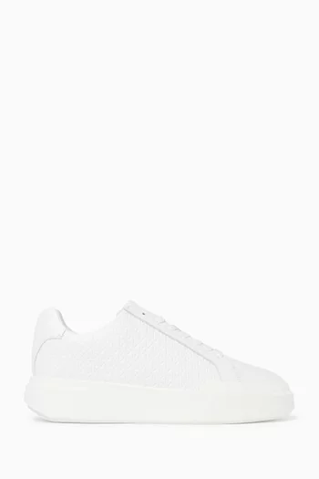 Monogram-pattern Logo Sneakers in Faux Leather