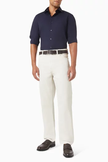 قميص بأكمام طويلة بوبلين مطاطي