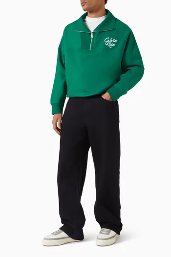 بنطال جينز فضفاض بتصميم على الخصر