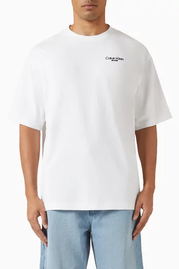 تي شيرت بطبعة شعار الماركة في الخلف قطن جيرسيه