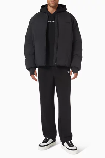 كنزة بغطاء رأس وشعار الماركة قطن فرنش تيري