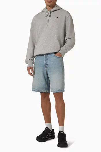 Contrasted Ami De Coeur Hoodie in Cotton Fleece