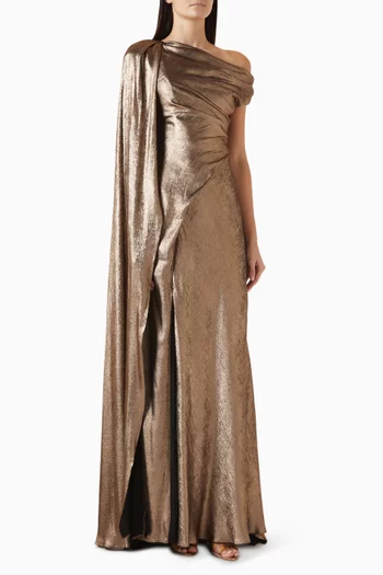 Asymmetric Gown in Lame-georgette