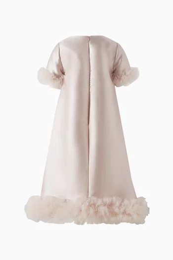 Fur-trim Maxi Dress