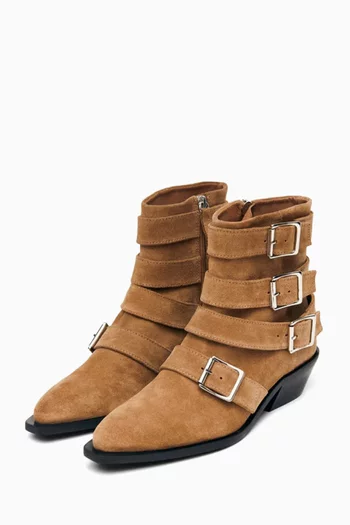 Eras Buckled Ankle Boots in Suede