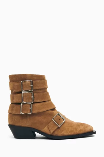 Eras Buckled Ankle Boots in Suede