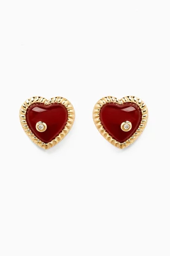 Agate Paire De Puces Coeur Couleur Onyx Studs