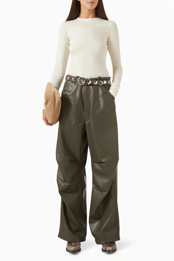 بنطال ديزي برباط تضييق جلد صناعي