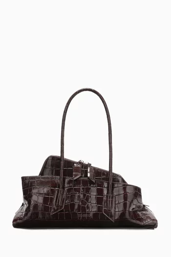 Small La Passeggiata Bag in Croc-embossed Leather