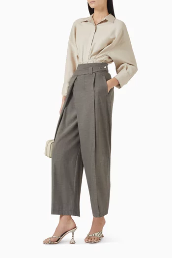 Asymmetric-waist layered Pants