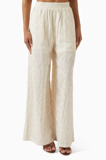 Giselle Embroidered Shirt & Pants Set in Cotton