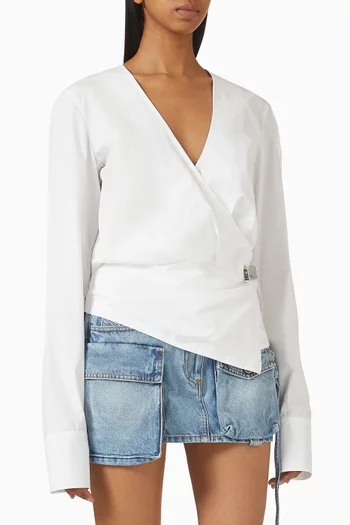 Wrap Blouse in Cotton Poplin