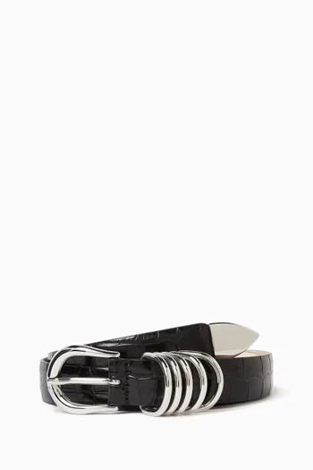 حزام هوليهوك جلد عجل بنقشة جلد التمساح