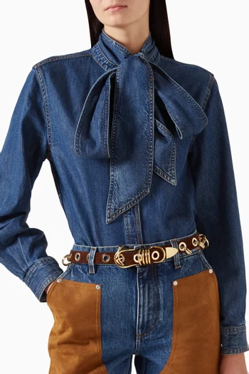 Revenge Embellished Belt in Suede