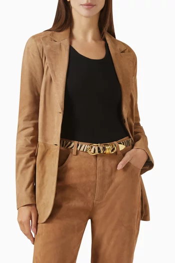 حزام هوليهوك ‏شمواه جلد عجل بنقشة زيبرا