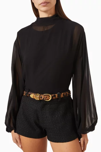 حزام هوليهوك ‏شمواه جلد عجل بنقشة جلد الفهد