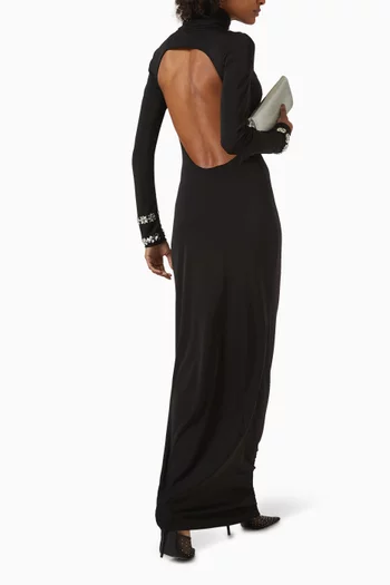 Bejewelled Backless Maxi Dress