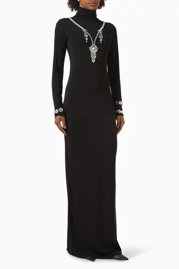 Bejewelled Backless Maxi Dress