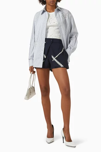 Crystal Embellished Striped Shirt