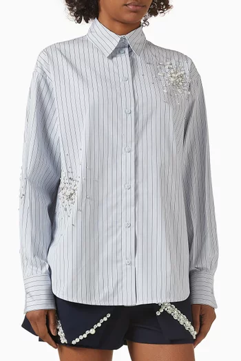 Crystal Embellished Striped Shirt
