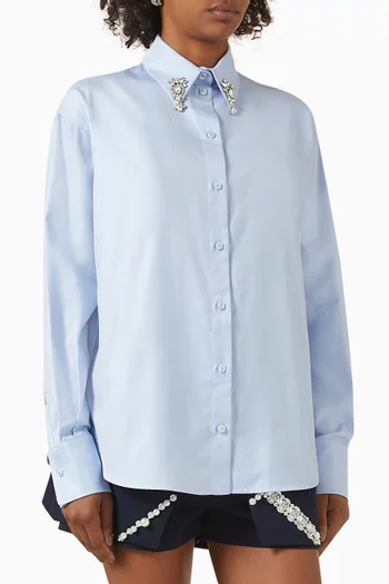Crystal-embellished Collar Shirt in Cotton
