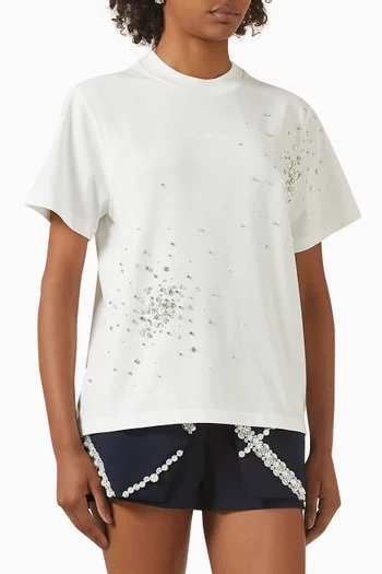 Crystal-embellished T-shirt in Cotton