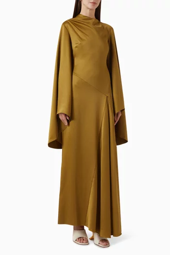 Hausos Flared-sleeve Dress in Satin Crepe