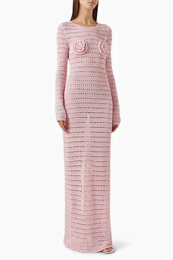 فستان مزين بورود كروشيه