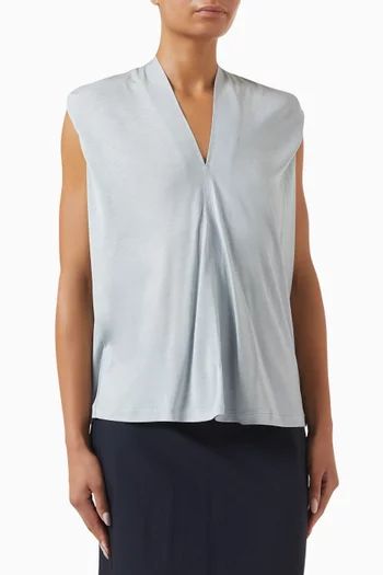 Draped V-neck Top in Tencel