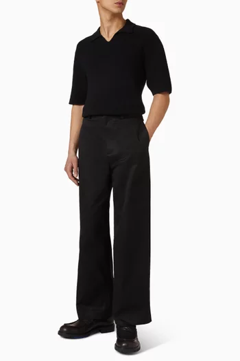 Open Collar Polo Shirt in Bouclé Knit