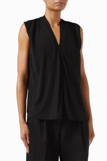 Draped V-neck Top in Tencel