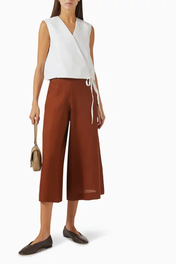 Wide-leg Crop Pants in Linen