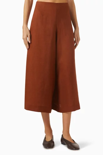 Wide-leg Crop Pants in Linen