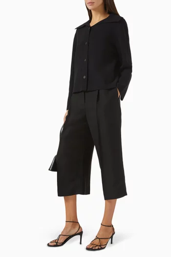 Straight-fit Crop Pants in Linen-viscose