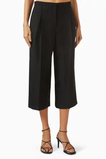 Straight-fit Crop Pants in Linen-viscose