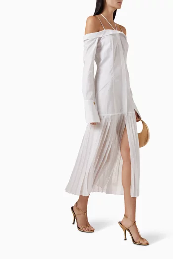 Off-shoulder Hybrid Shirtdress in Cotton
