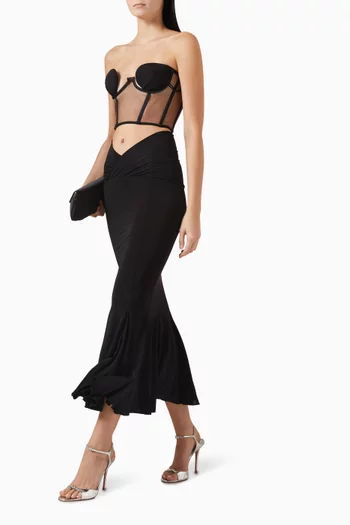 V-waist Midi Skirt in Viscose Blend