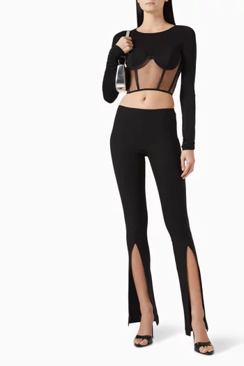 Front-slit Pants in Viscose Blend