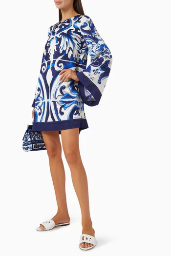 Majolica-print Dress in Silk Charmeuse