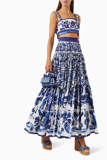 Majolica-print Skirt in Poplin