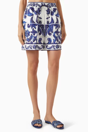 Majolica-print Shorts in Cotton-poplin