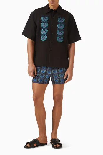 Painted Shell Print Swim Shorts