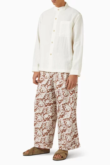 Stand Collar Shirt in Hemp-blend