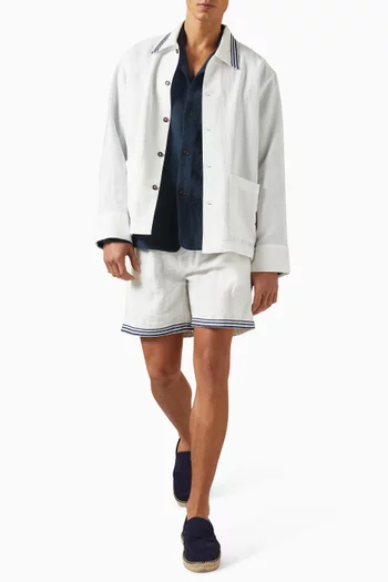 Rope Embroidered Overshirt in Linen-blend