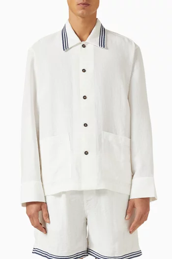 Rope Embroidered Overshirt in Linen-blend